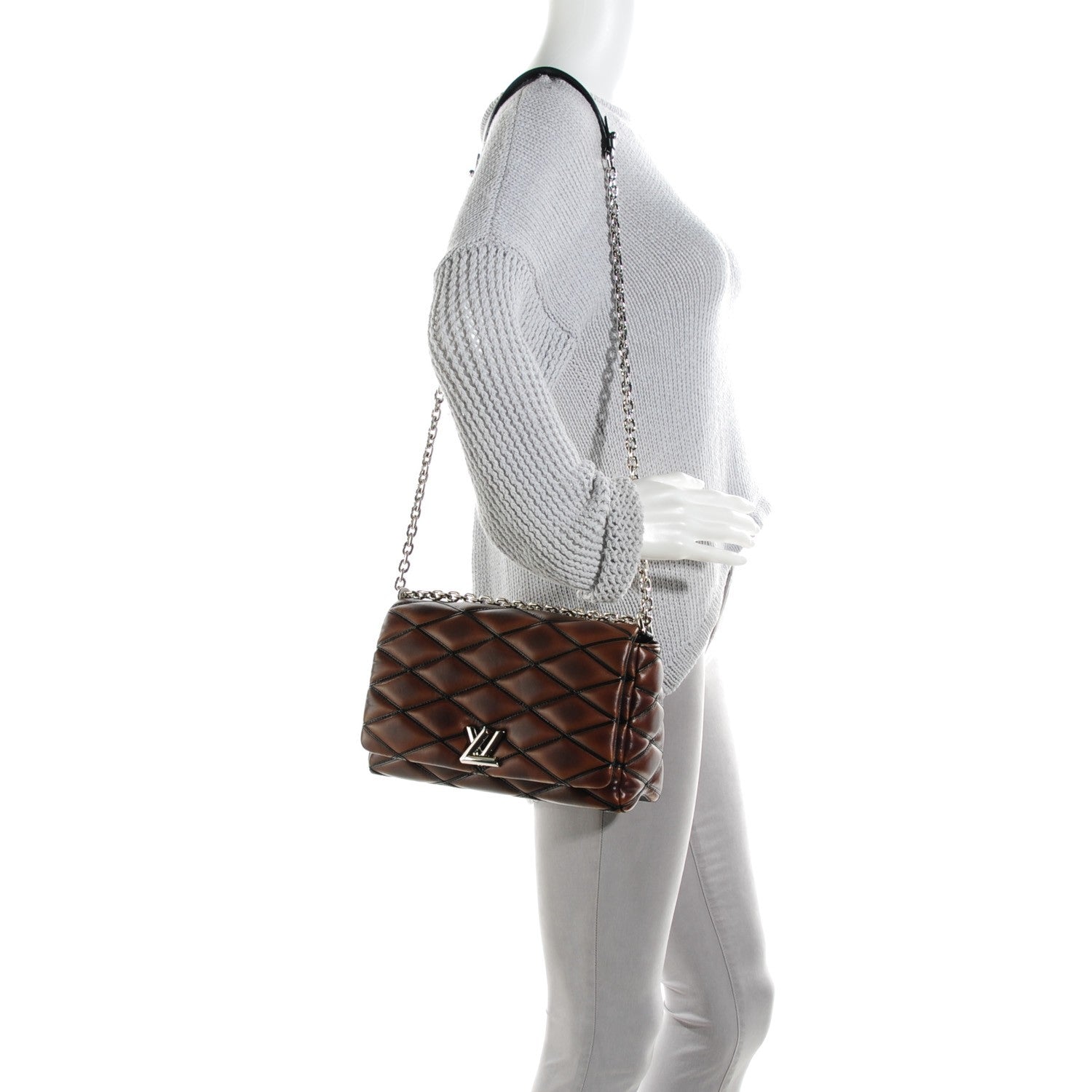 Louis Vuitton LOUIS VUITTON Lambskin Malletage GO-14 MM Brown 2 of 7