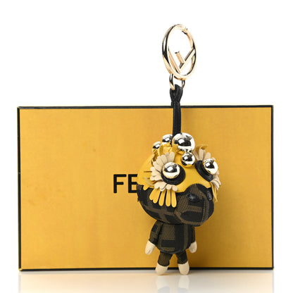 Fendi Shiny Nappa Zucca Pearl Fringe F is Fendi Space Monkey Bag Charm Sunflower Burro Tobacco 7 of 7