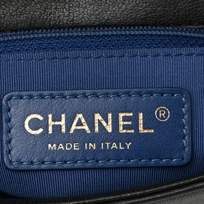 Chanel Sheepskin Quilted Small Mademoiselle Flap Black Blue 6 of 10