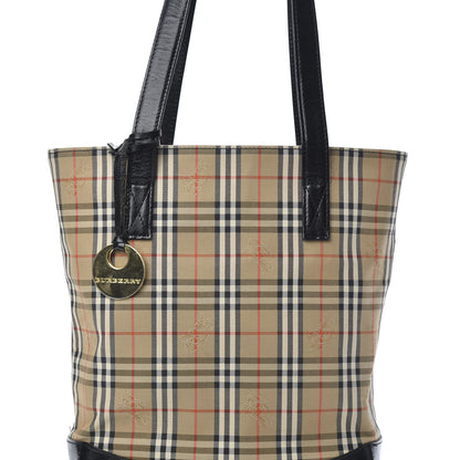 Burberry Grainy Calfskin Haymarket Check Tote Black 7 of 11