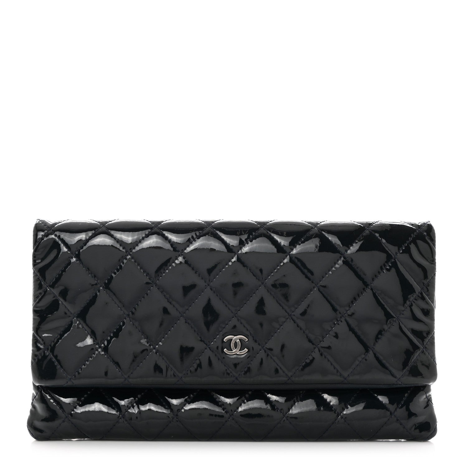 Chanel Patent Calfskin Quilted Beauty CC Clutch Dark Blue 1 of 8