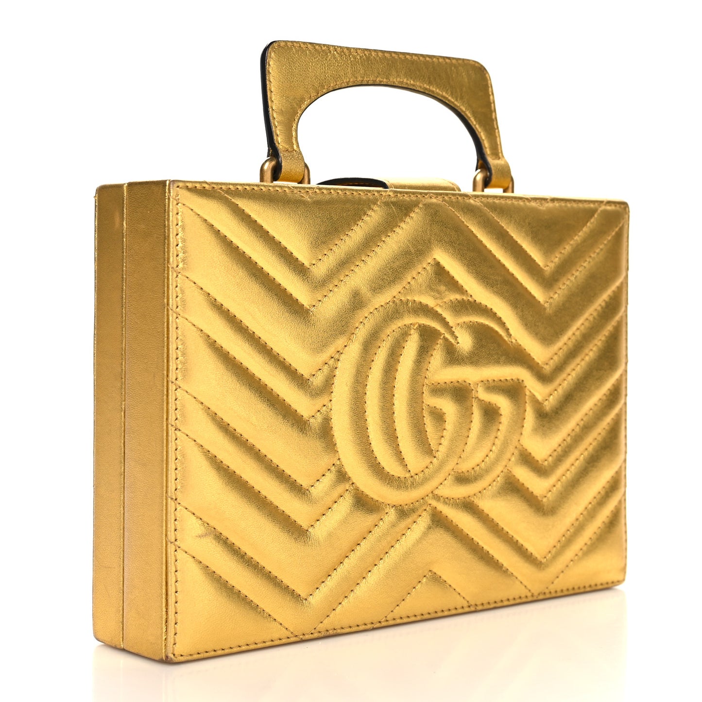 Metallic Nappa Matelasse Broadway Top Handle Bag Gold