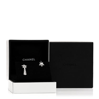 Chanel 18K White Gold Diamond Comete Chevron Earrings 5 of 5