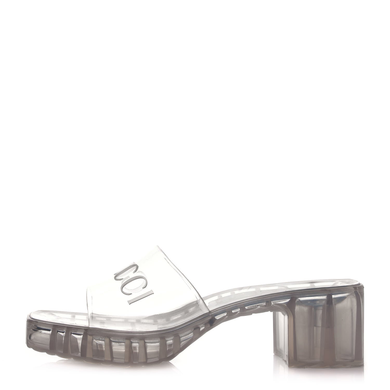 Gucci Rubber Gucci Logo Womens Platform 20/60mm Slide Sandals 38 Transparent 1 of 8