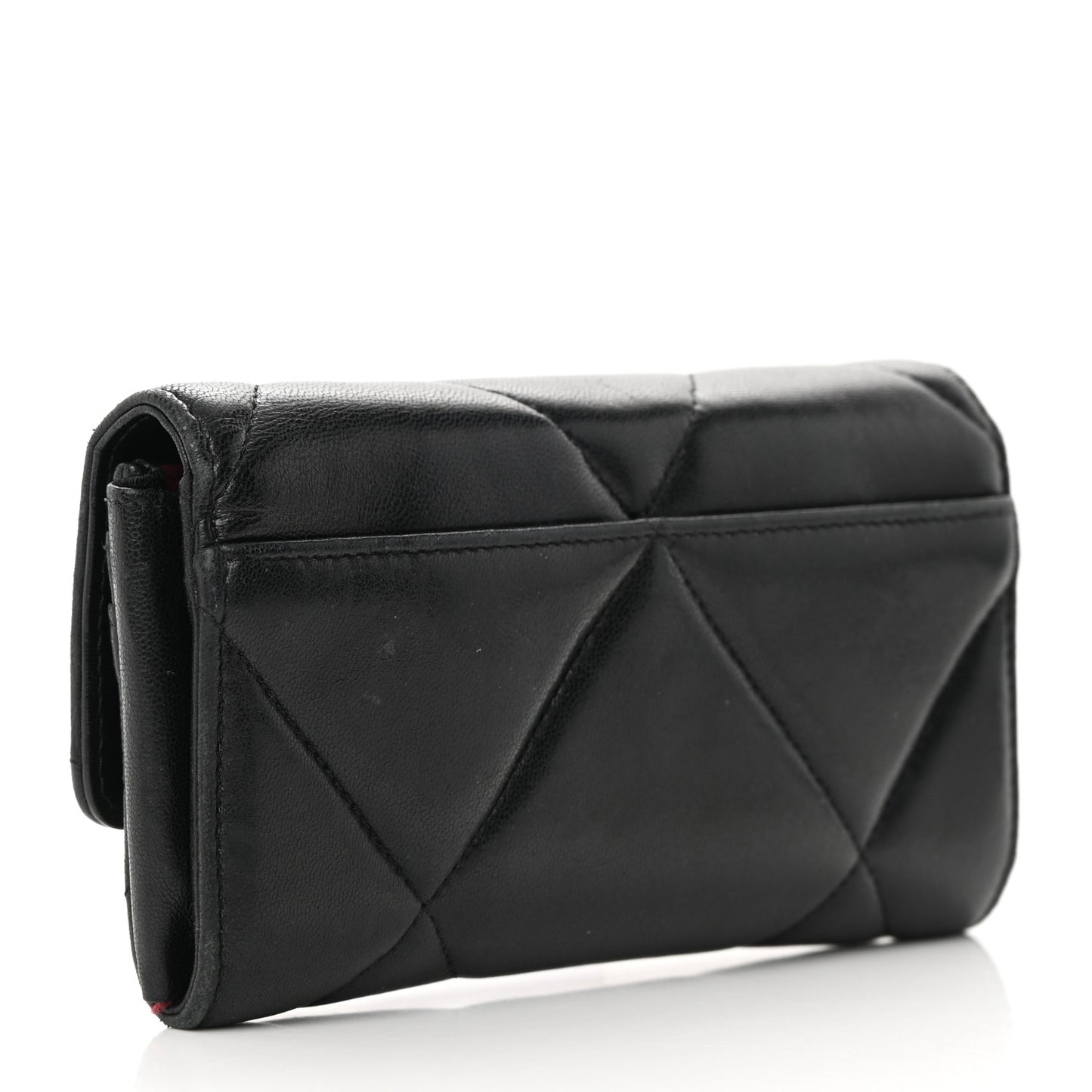 Lambskin Quilted Chanel 19 Flap Wallet Black