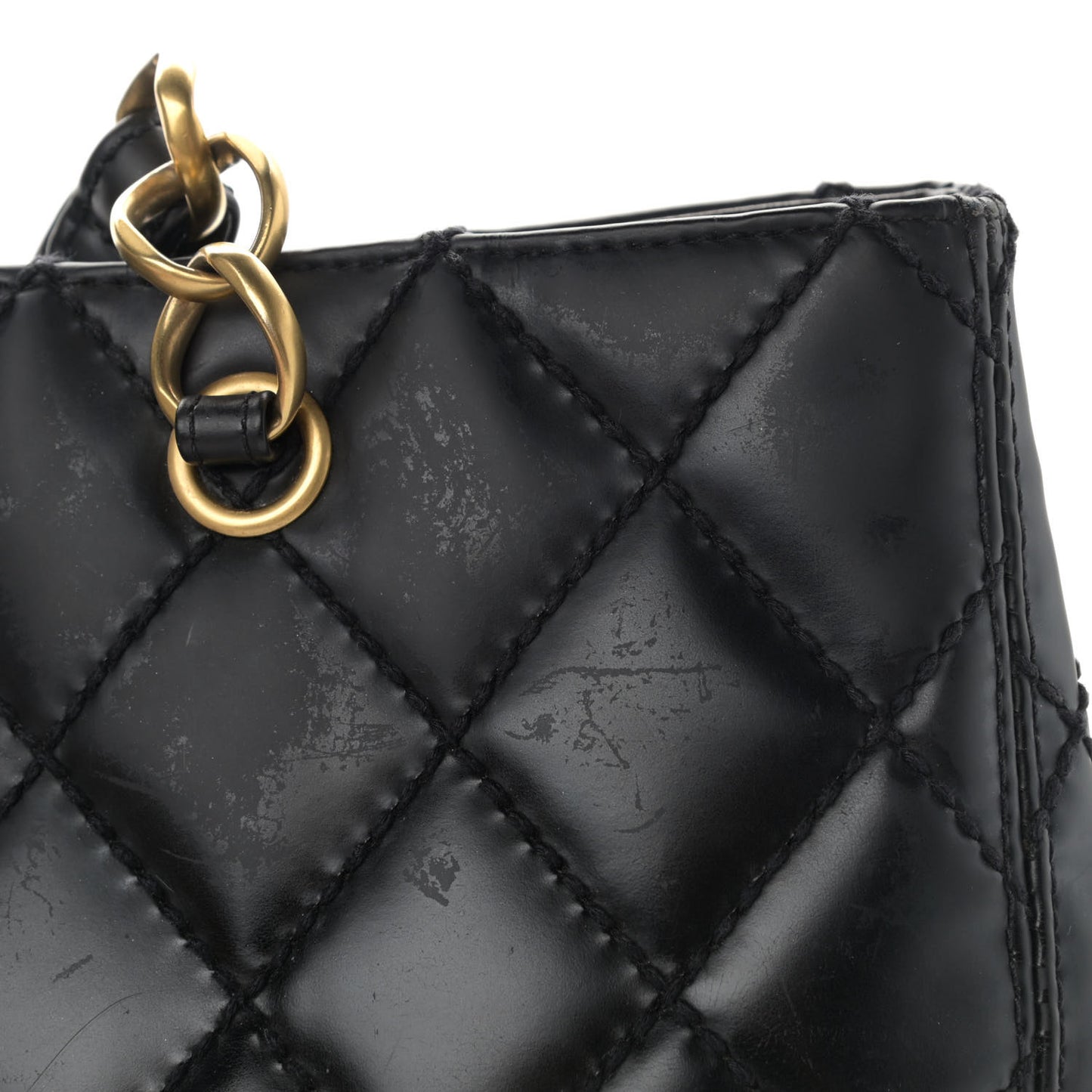 Calfskin Stitch Surpique Tote Black