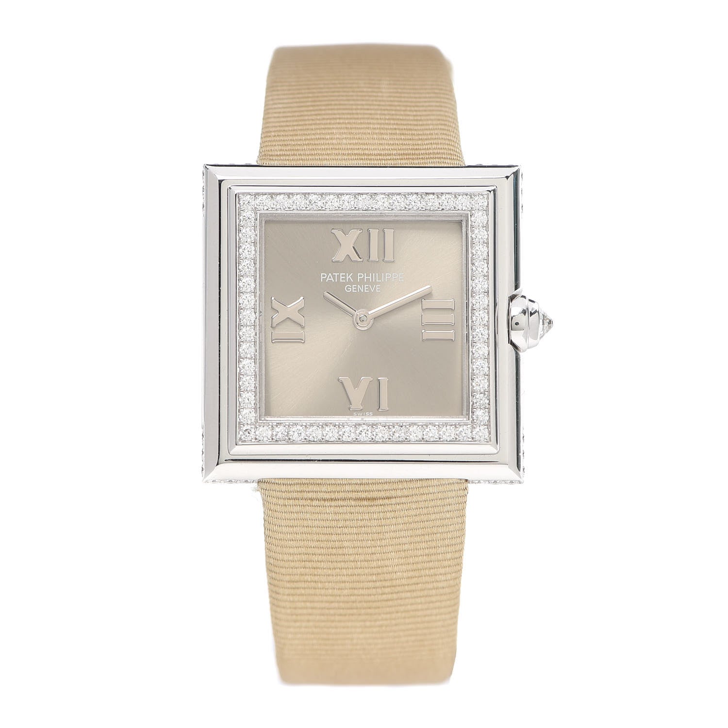 Patek Philippe 18K White Gold Satin Diamond Bezel Lady Gondolo Quartz Watch Champagne 4868G-001 1 of 7