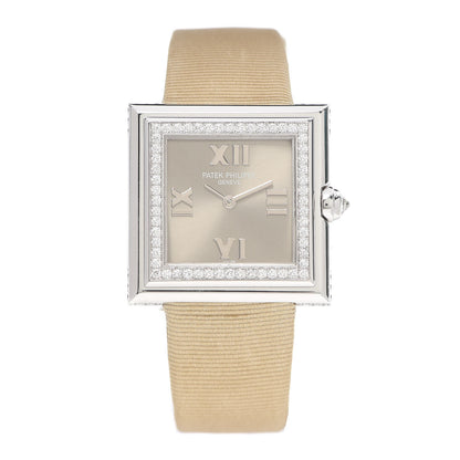 Patek Philippe 18K White Gold Satin Diamond Bezel Lady Gondolo Quartz Watch Champagne 4868G-001 1 of 7