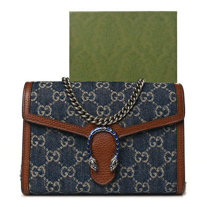 Gucci New Denim GG Monogram Dollar Calfskin Enamel Mini Dionysus Chain Wallet Blue Tea Cuir Epilog Electric Blue 9 of 9