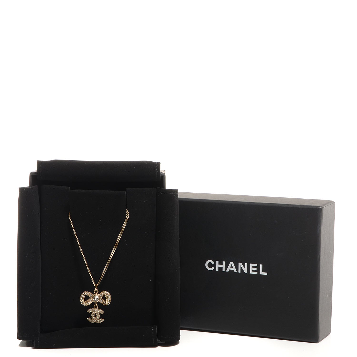 Chanel Crystal CC Bow Necklace Gold 5 of 6