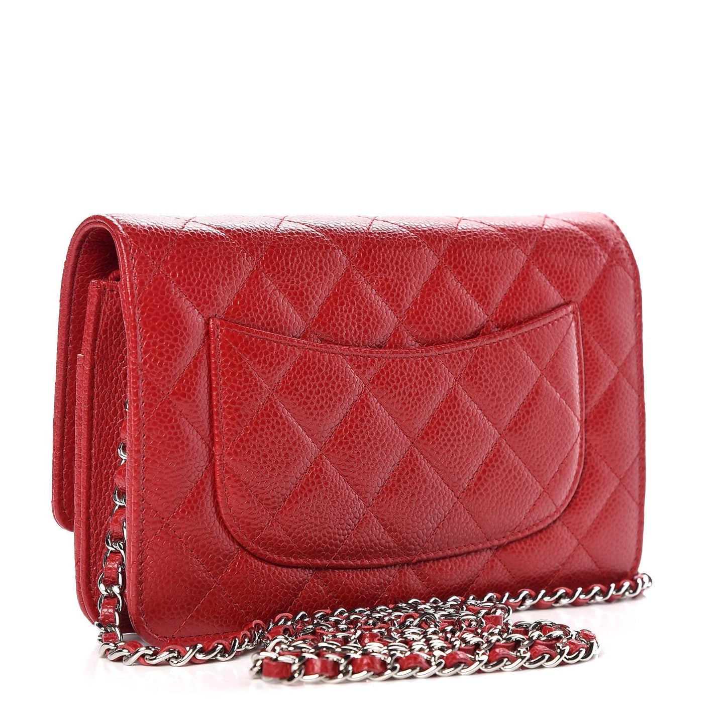 Caviar Quilted Wallet on Chain WOC Red