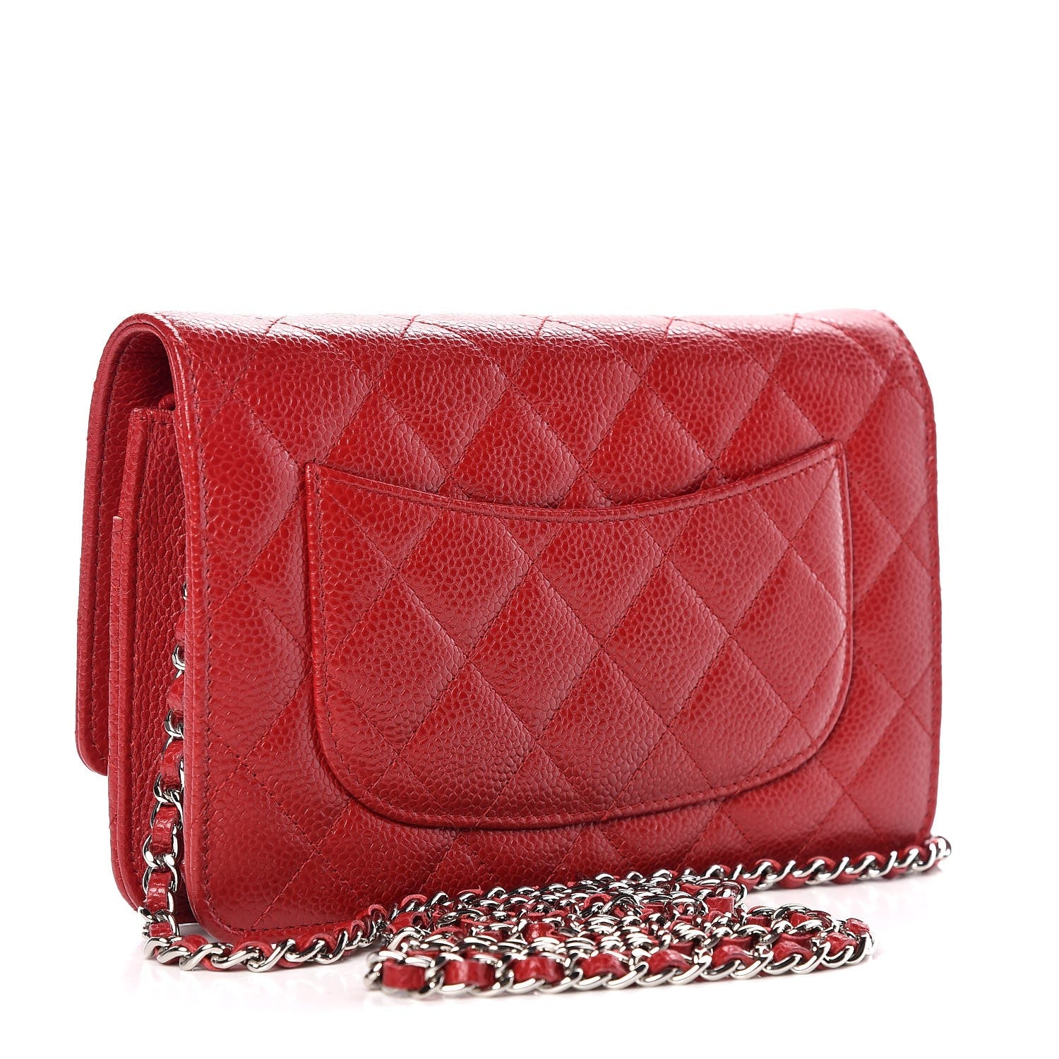 Chanel Caviar Quilted Wallet on Chain WOC Red 3 of 9