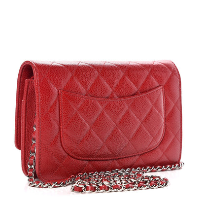 Chanel Caviar Quilted Wallet on Chain WOC Red 3 of 9