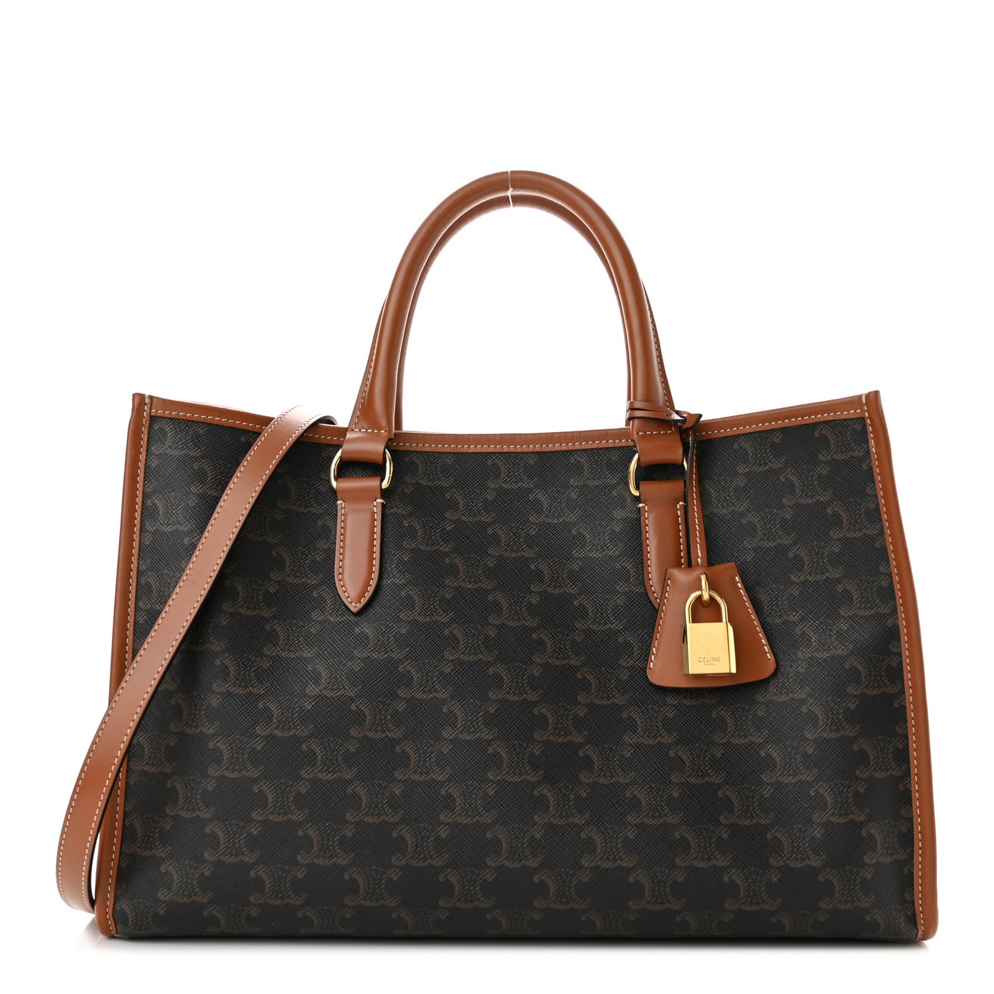 Triomphe Canvas Calfskin Mini Horizontal Cabas Tan
