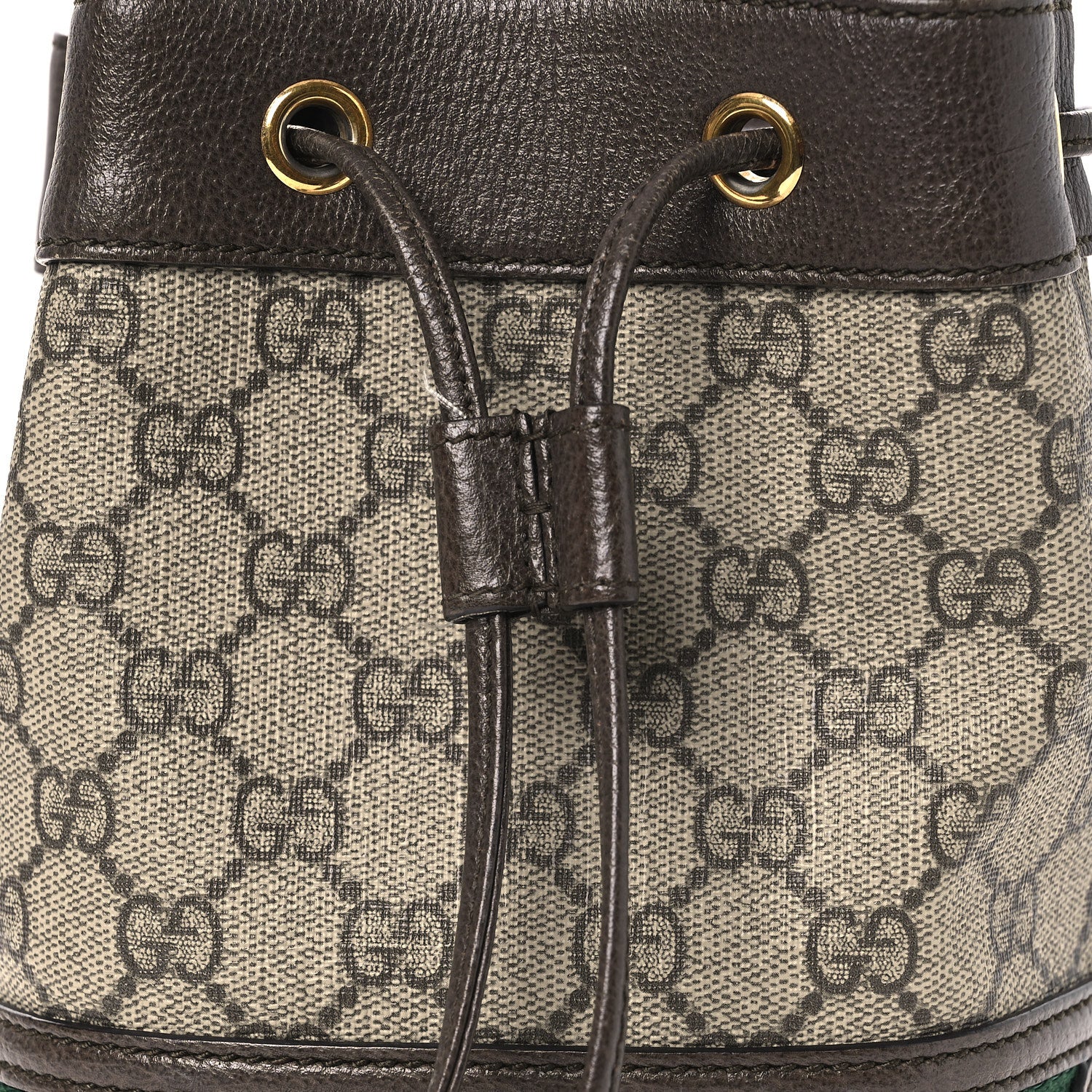Gucci GG Supreme Monogram Web Mini Ophidia Bucket Bag Brown 7 of 11