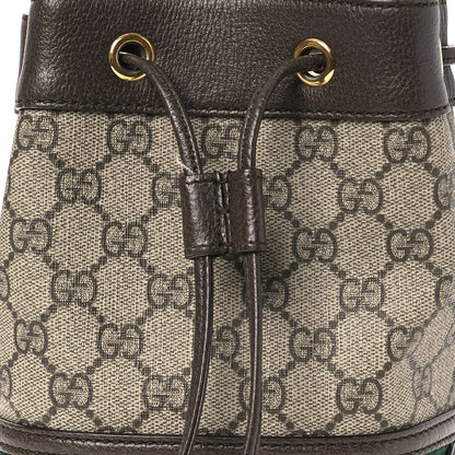 Gucci GG Supreme Monogram Web Mini Ophidia Bucket Bag Brown 7 of 11