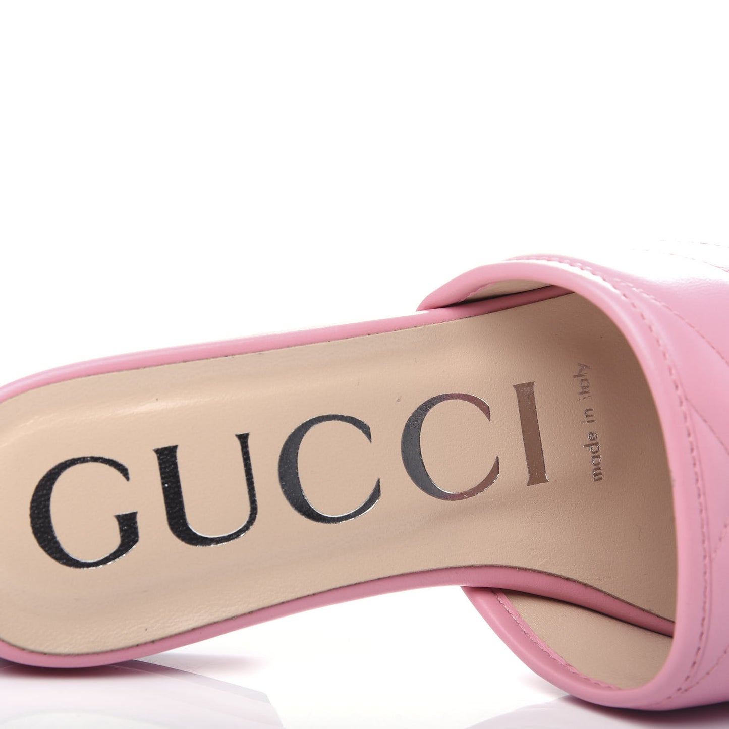 Nappa Matelasse GG Marmont Flat Slide Sandals 35.5 Wild Rose