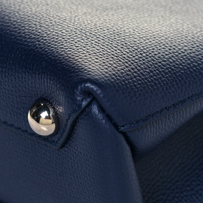 Burberry Grainy Calfskin House Check Small Banner Tote Regency Blue 8 of 12
