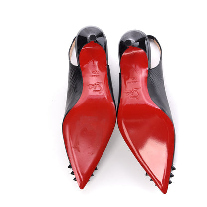 Christian Louboutin Kid Patent Geo Sling 45 Pumps 36.5 Black 5 of 11