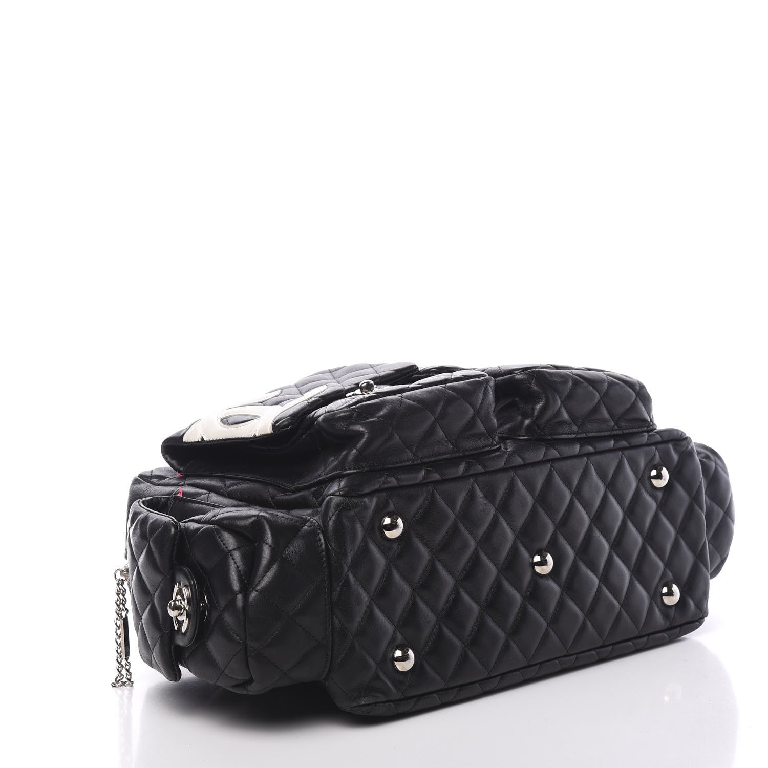 Chanel Calfskin Quilted Large Cambon Multipocket Reporter Black White 3 of 11