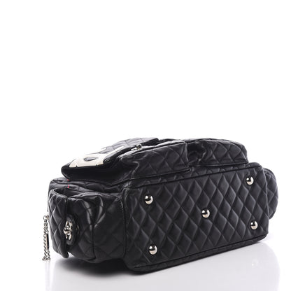 Chanel Calfskin Quilted Large Cambon Multipocket Reporter Black White 3 of 11