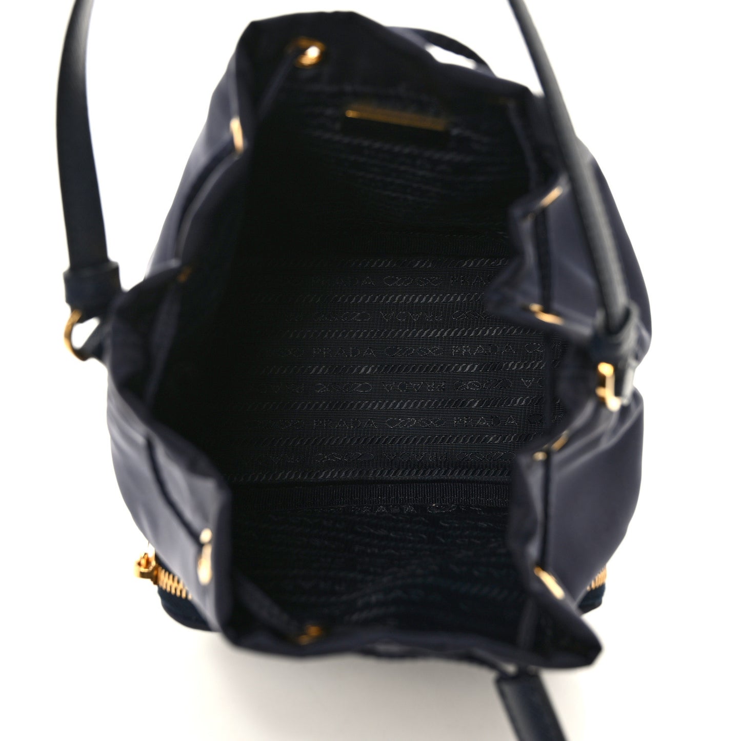 Saffiano Tessuto Nylon Mini Bucket Crossbody Bag Navy