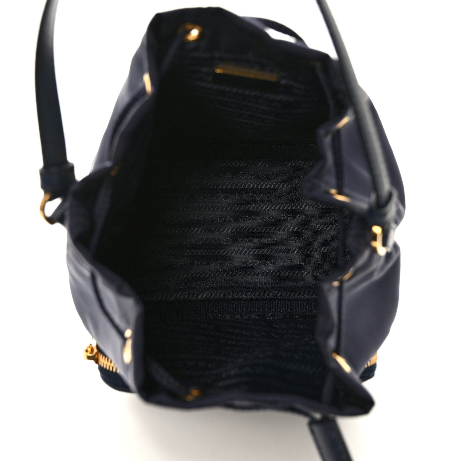 Prada Saffiano Tessuto Nylon Mini Bucket Crossbody Bag Navy 5 of 8