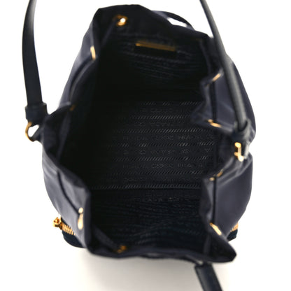 Prada Saffiano Tessuto Nylon Mini Bucket Crossbody Bag Navy 5 of 8