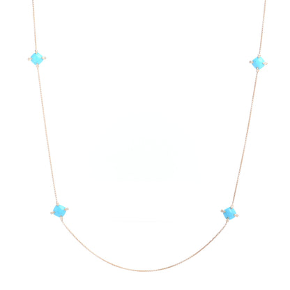David Yurman 18K Yellow Gold Diamond Turquoise Chatelaine Long Station Necklace 1 of 5