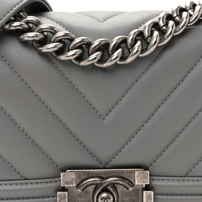 Chanel Calfskin Chevron Quilted Small Boy Flap Grey 8 of 10