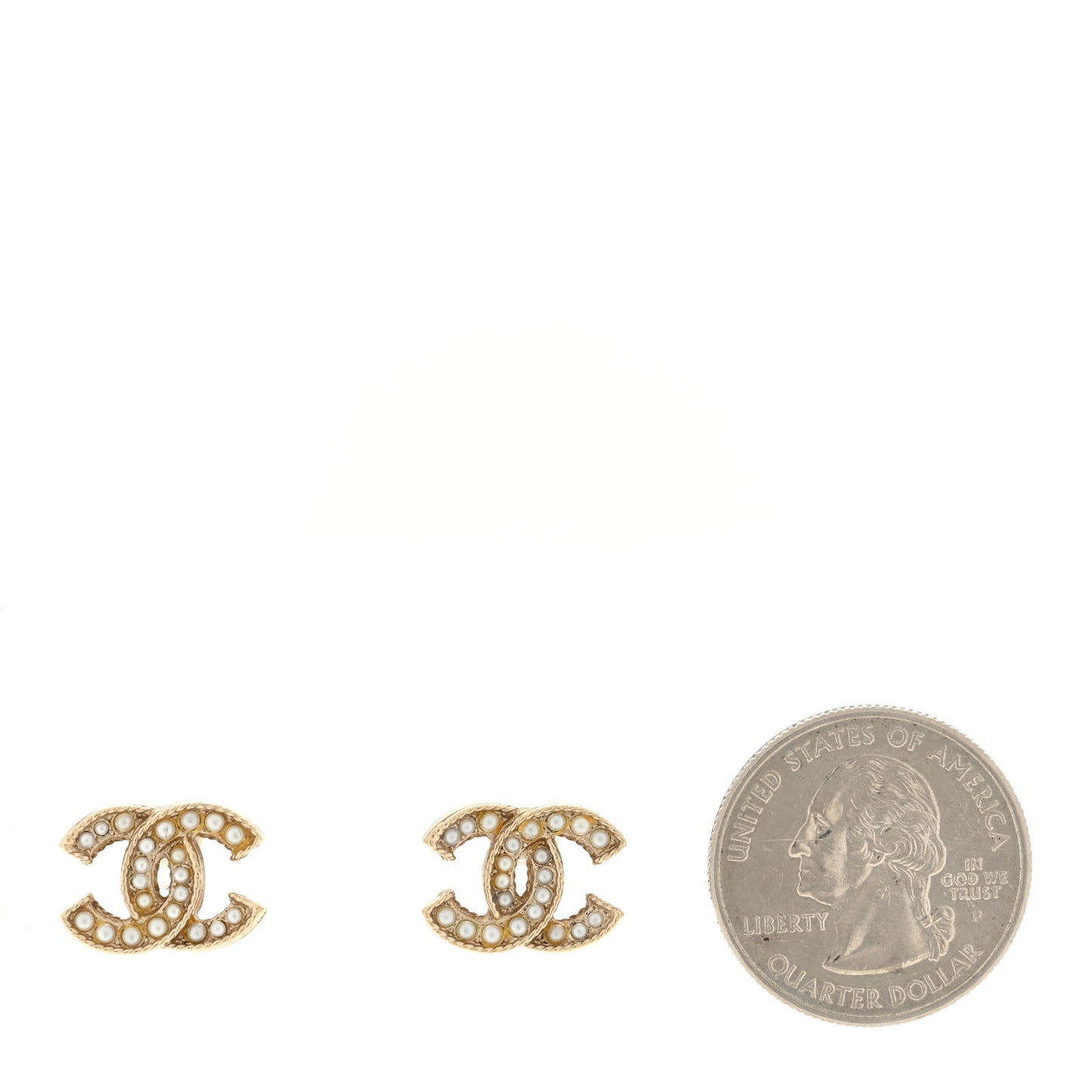 Metal Graduated Pearl Crystal CC Earrings Light Gold