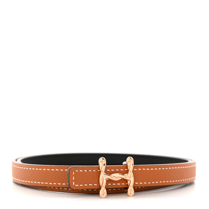 Hermes Swift Epsom 13mm H Torsade Belt 75 30 Black Gold 1 of 7