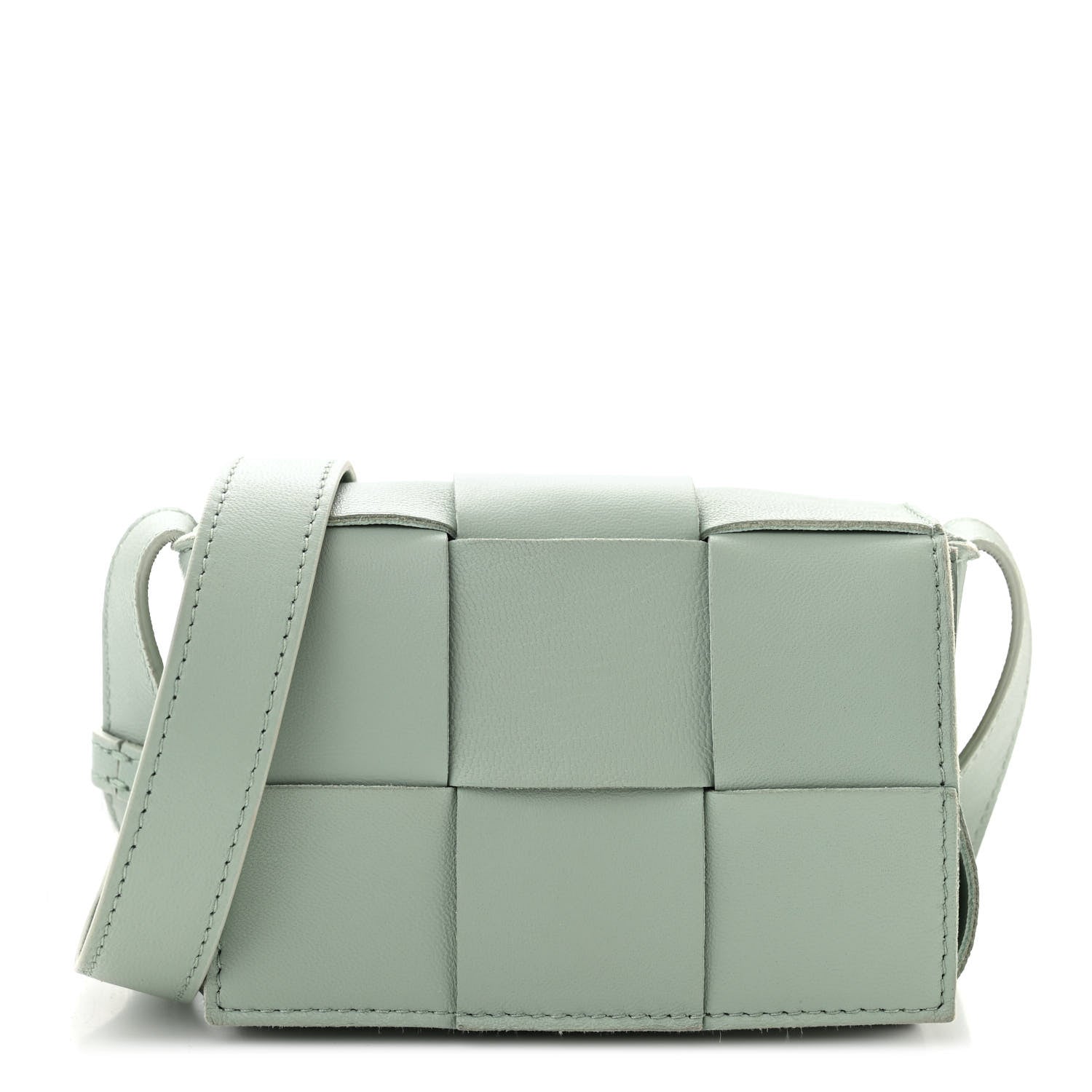 Bottega Veneta Lambskin Maxi Intrecciato Extra Mini Cassette Crossbody Bag New Sauge 1 of 9