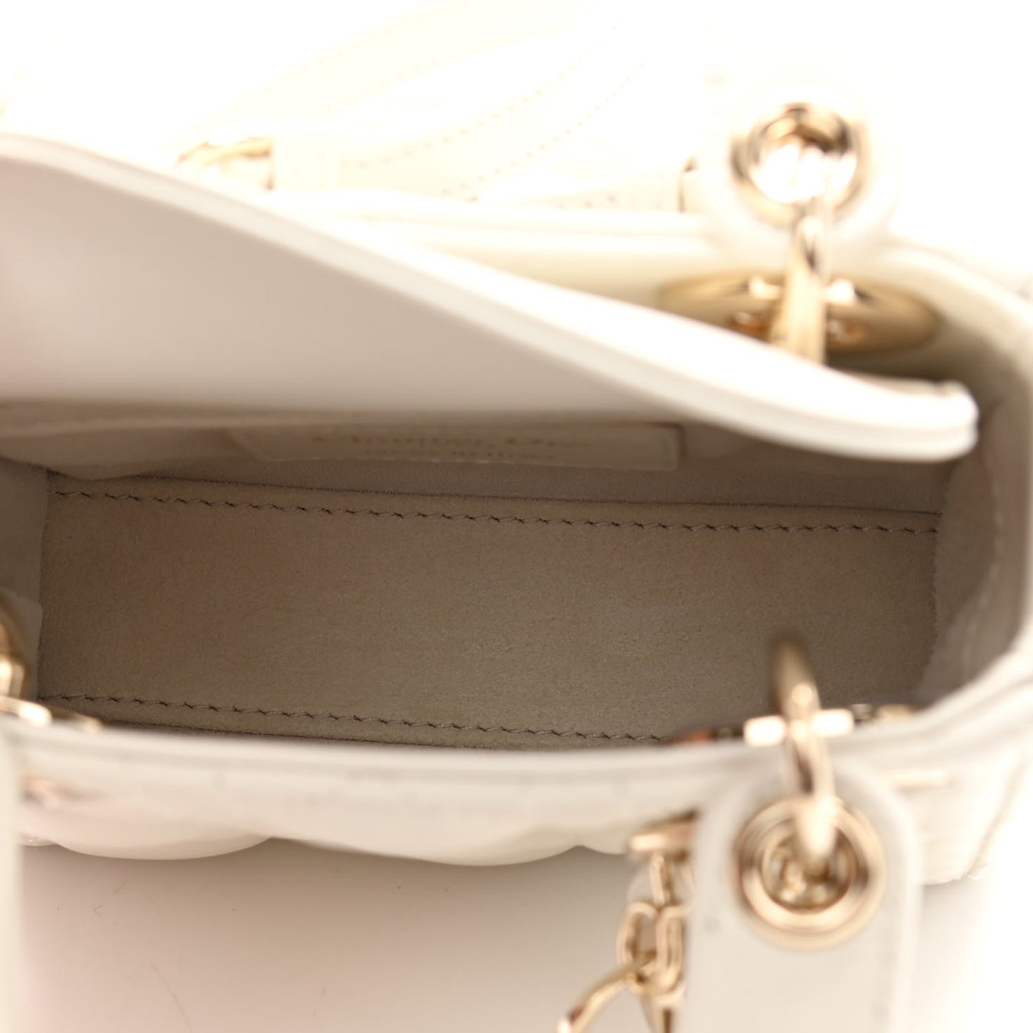 Lambskin Cannage Micro Lady Dior White