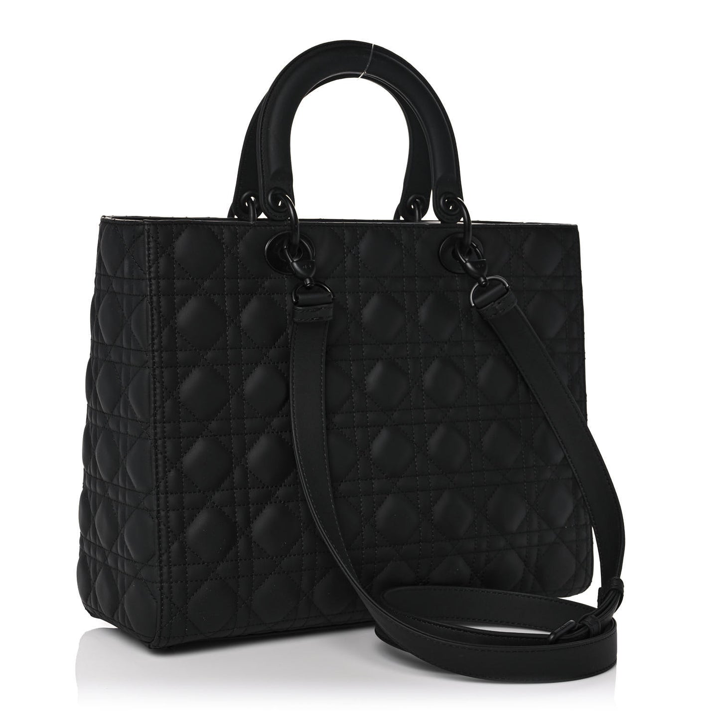Ultra Matte Calfskin Cannage Large Lady Dior Black