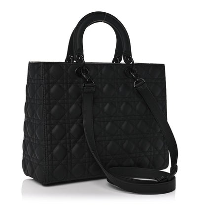 Christian Dior Ultra Matte Calfskin Cannage Large Lady Dior Black 3 of 12