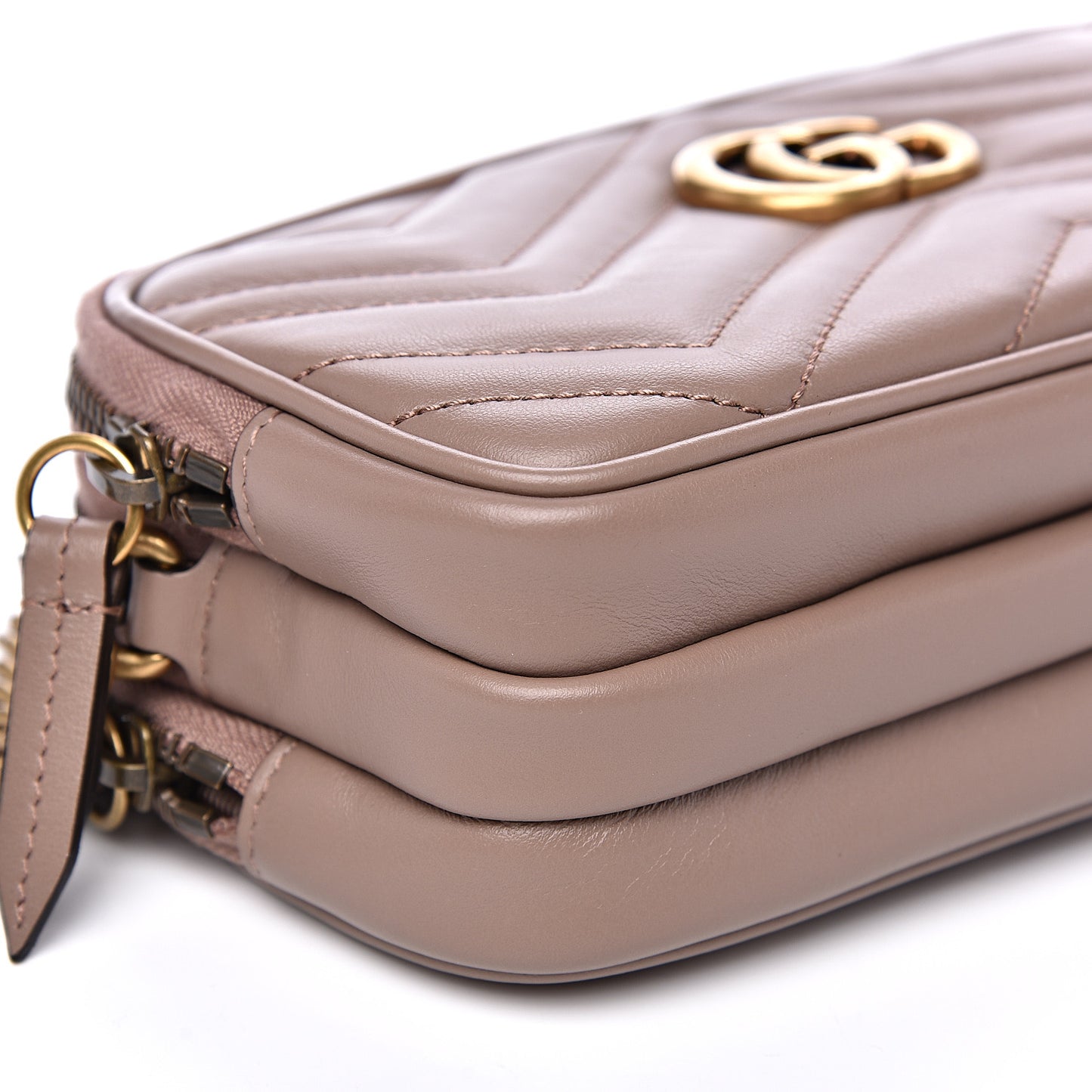 Calfskin Matelasse Mini GG Marmont Chain Crossbody Bag Porcelain Rose