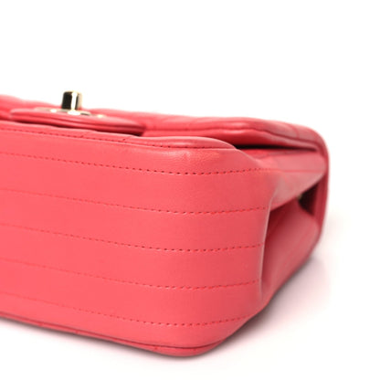 Chanel Lambskin Chevron Quilted Mini Square Flap Pink 10 of 14