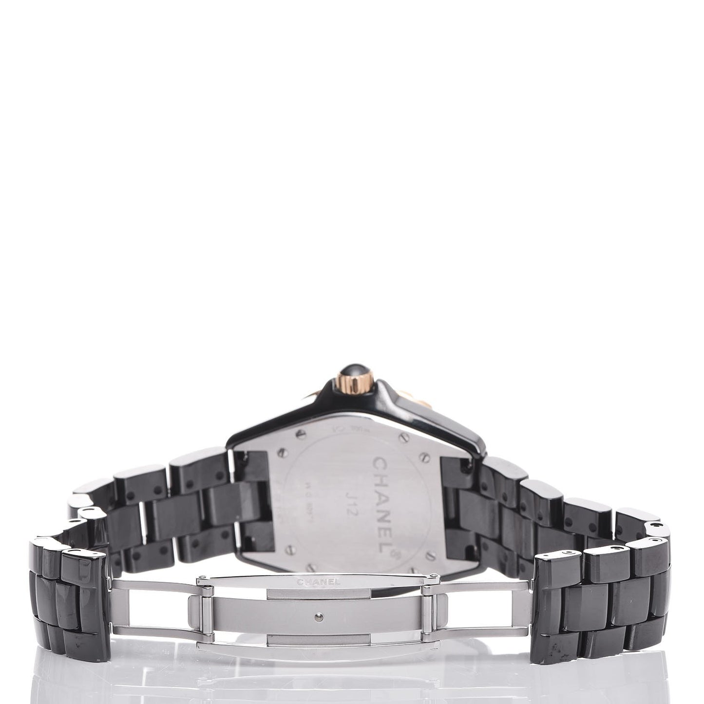 Stainless Steel 18K Yellow Gold Ceramic Diamond 38mm J12 Quartz Watch Black