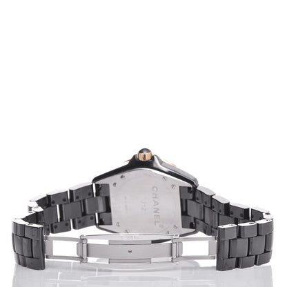 Chanel Stainless Steel 18K Yellow Gold Ceramic Diamond 38mm J12 Quartz Watch Black 5 of 7