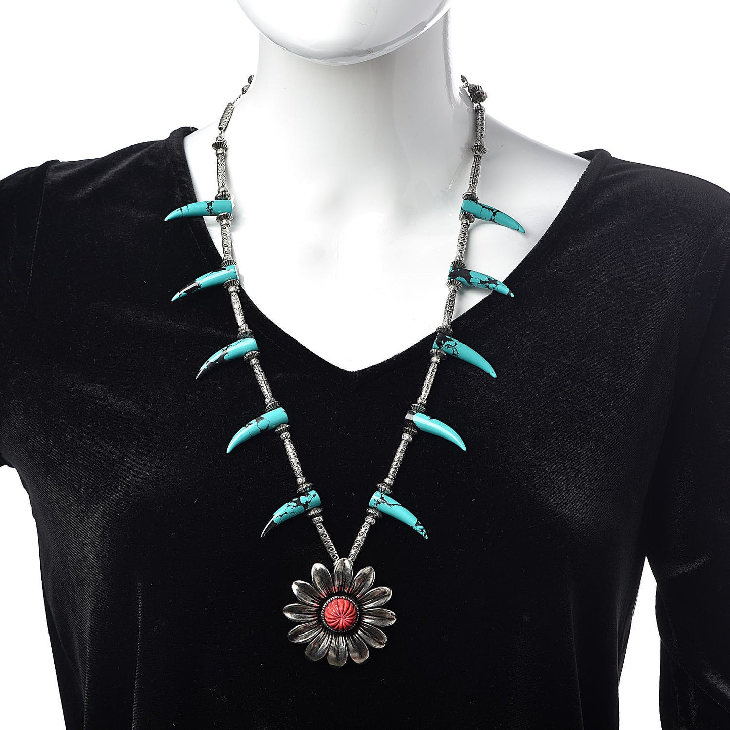 Sterling Silver Resin Marmont Flower Statement Necklace