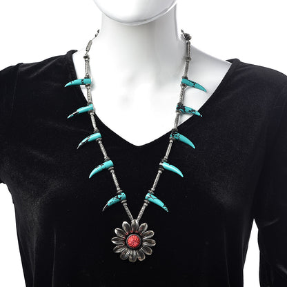 Gucci Sterling Silver Resin Marmont Flower Statement Necklace 2 of 8