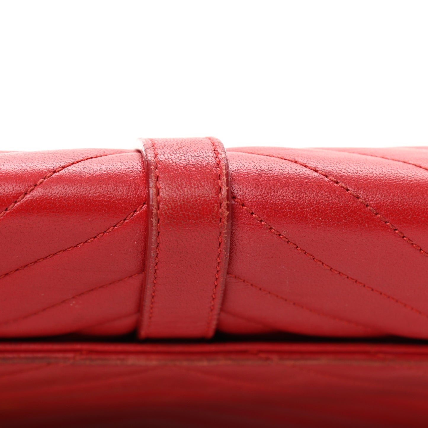 Lambskin Matelasse Chevron Medium Monogram Satchel Red