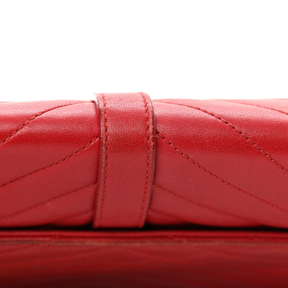 Saint Laurent Lambskin Matelasse Chevron Medium Monogram Satchel Red 19 of 21