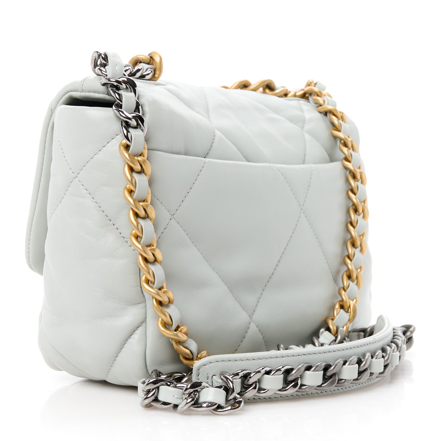 Chanel Lambskin Quilted Medium Chanel 19 Flap Light Blue 3 of 11