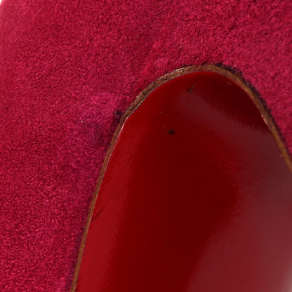 Christian Louboutin Suede Shameless 160 Peep Toe Heels 37 Pivoine 8 of 9