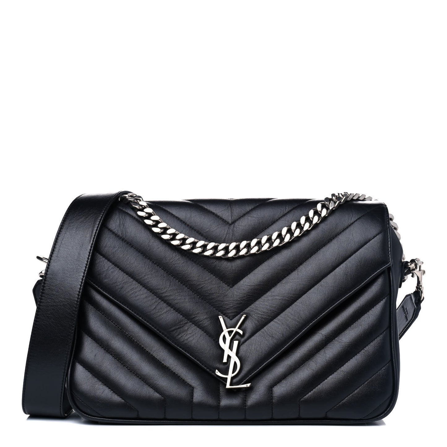 Calfskin Y Quilted Monogram Loulou Shoulder Bag Black