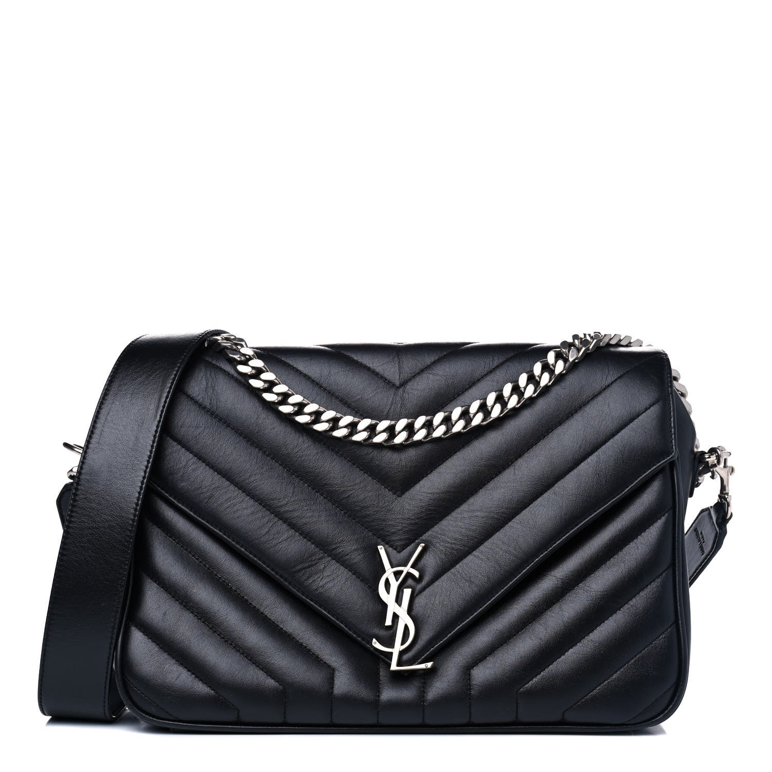 Saint Laurent Calfskin Y Quilted Monogram Loulou Shoulder Bag Black 1 of 10