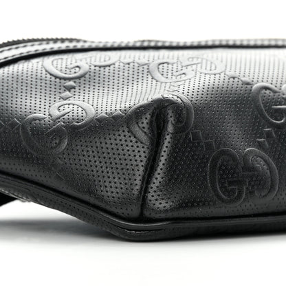 Gucci Calfskin GG Tennis Embossed Belt Bag Black 9 of 12