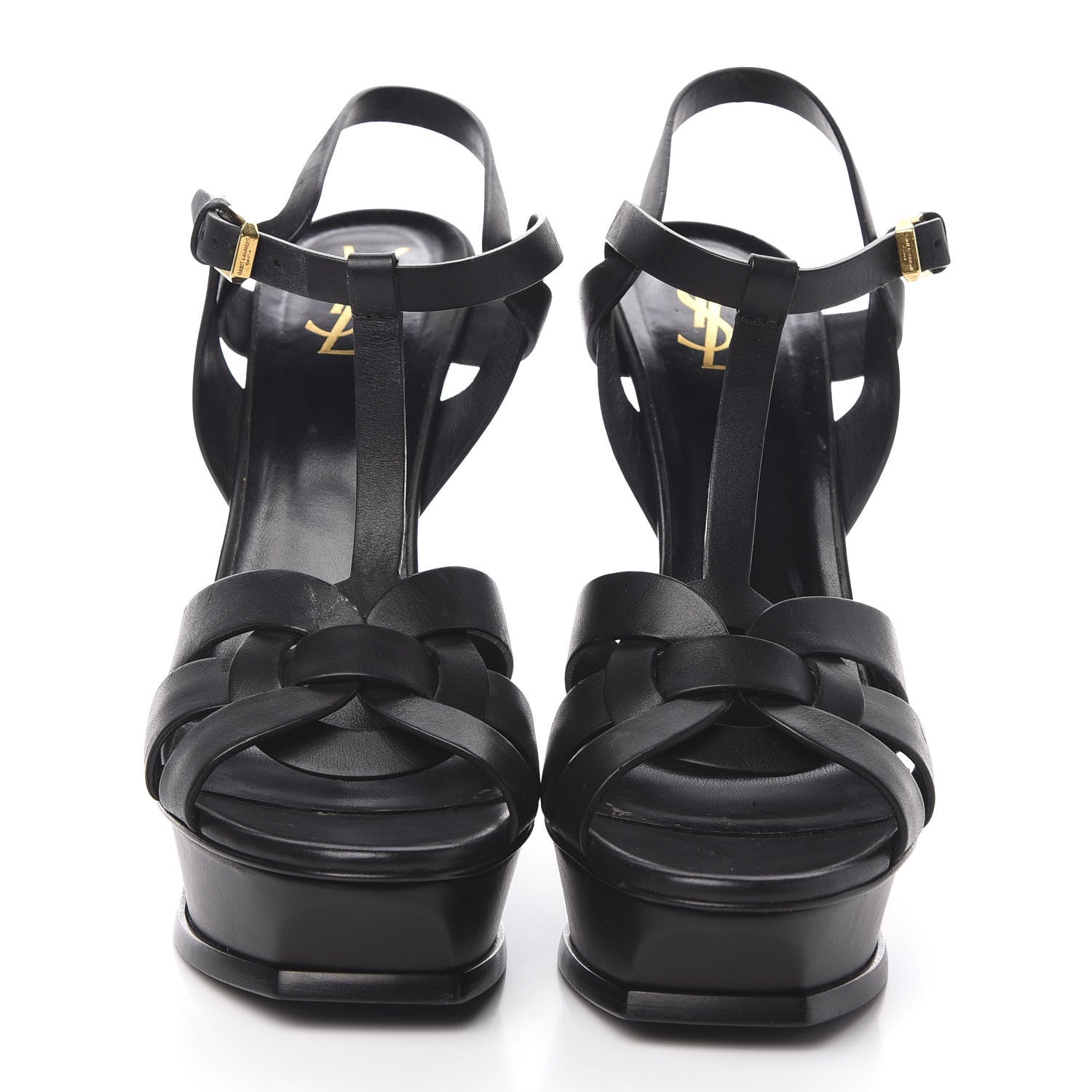 Saint Laurent Calfskin Tribute 105 Platform Sandals 42 Black 2 of 11